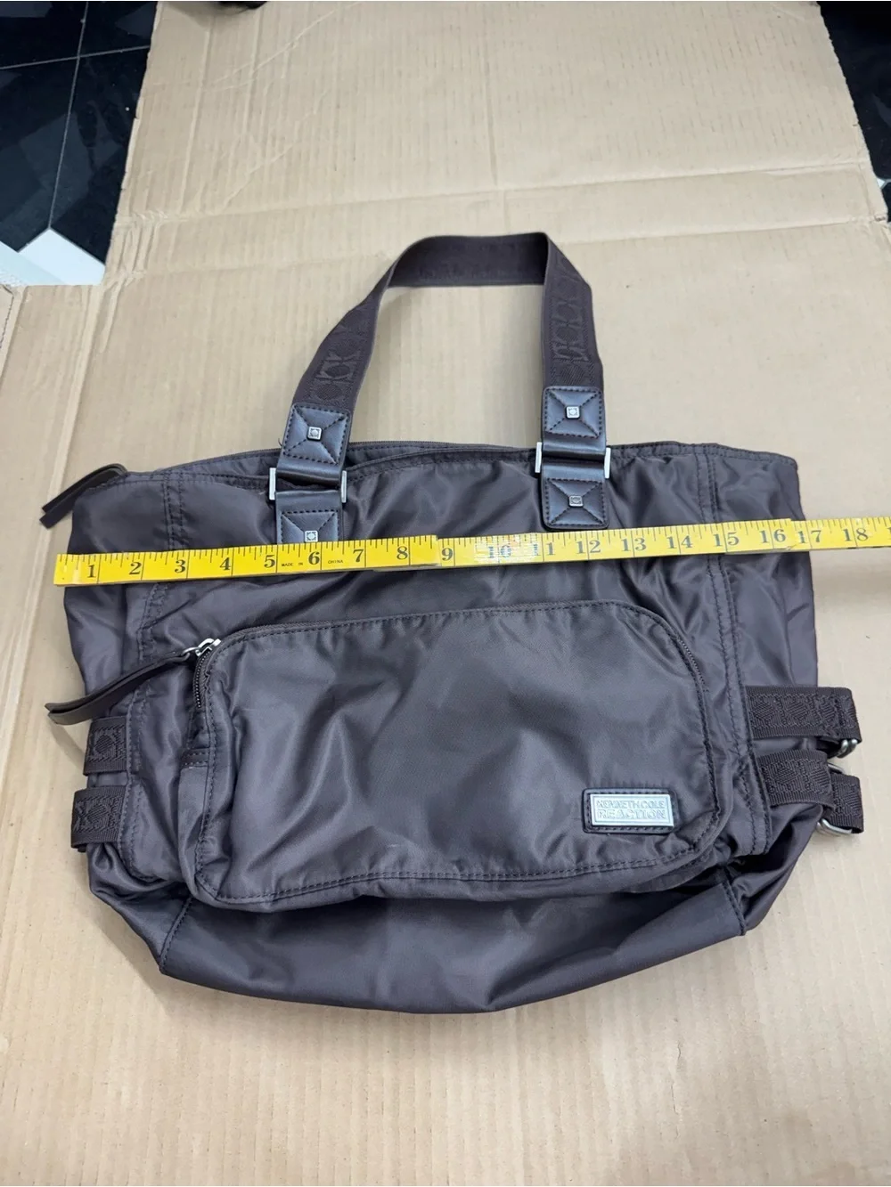 Kenneth Cole Reaction Chocolate Brown Nylon Laptop Tote